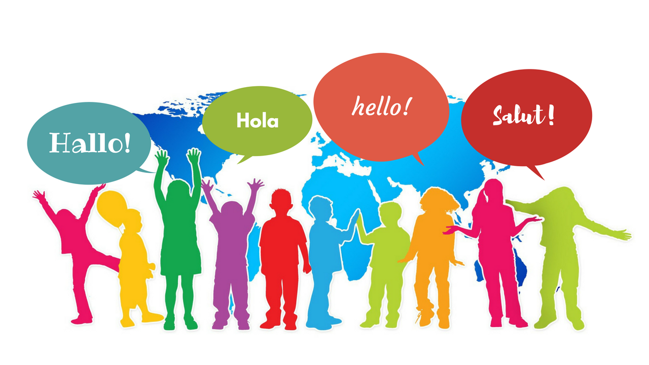 Imagen de niños hablando en distintos idiomas